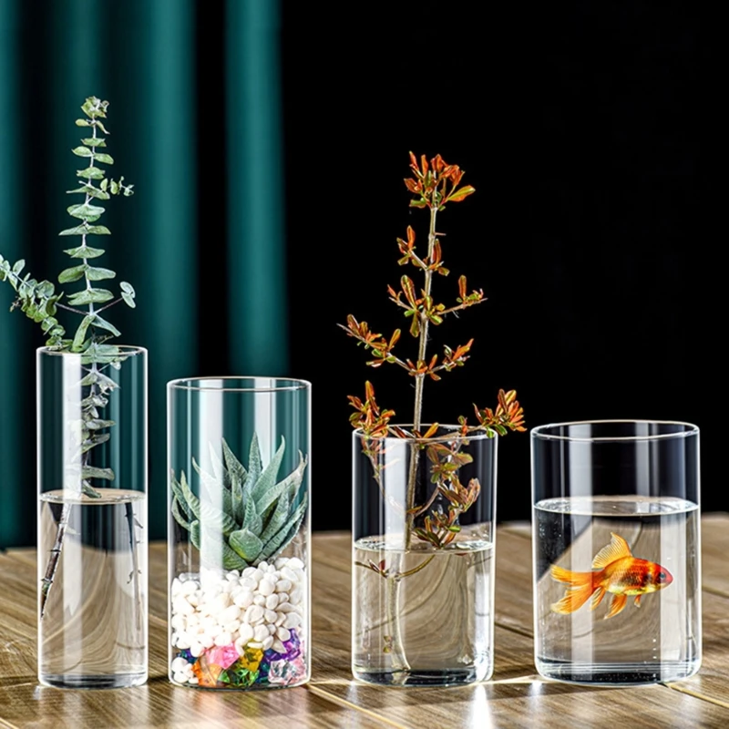 Modern Clear Glass Flower Vase Glass Cylinders Vase Florals Container Flower Vase Elegant Table Centerpieces Decorations 2