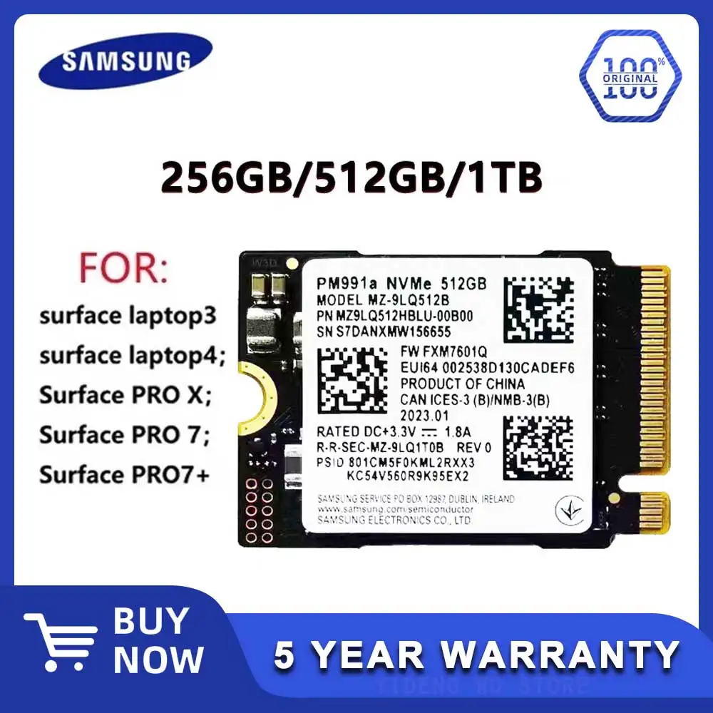 Samsung  2230 nvme SSD 512GB pm991a