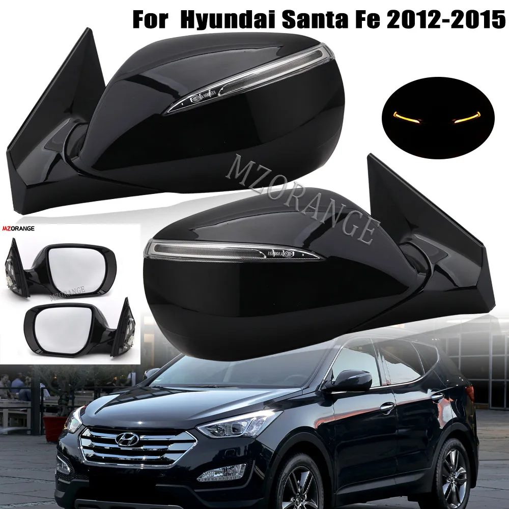 

Side Mirror Assembly For Hyundai Santa Fe Sport 2013-2016 Rearview Mirrors Power Glass Mirror Heated LensTurn Signal Lights