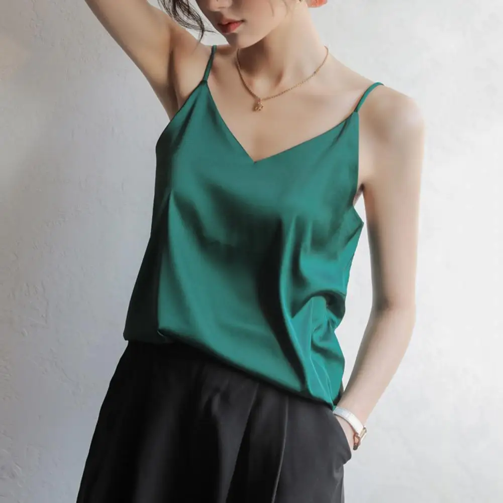 

Tank Top Stylish Women's V-neck Sling Vest Sleeveless Loose Fit Camisole for Summer Solid Color Streetwear Bottoming Top V-neck