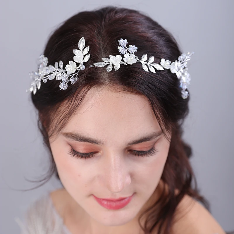 Handmade Vintage Gold Silver Leaf Floral Bridal Headband Women Wedding Hair Accessories Headdress Party Headpiece Jewelry Tiara
