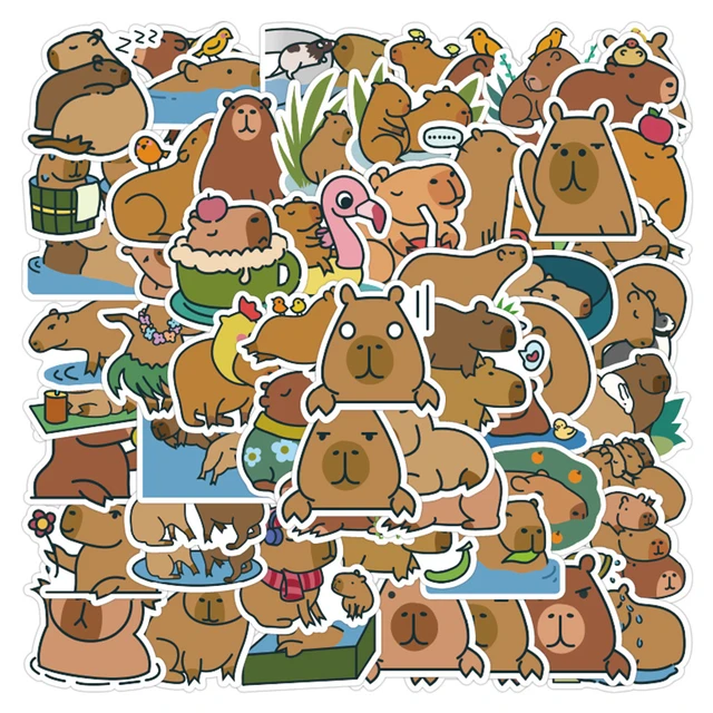 Bonito Brown Animais Adesivos, Capivara Gorda Desenhos Animados