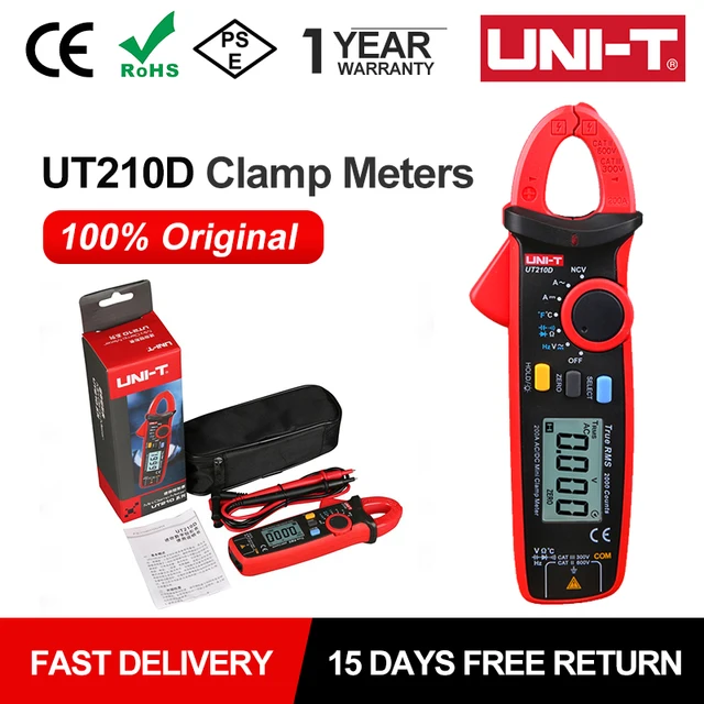 UNI-T pince multimètre numérique UT210E UT210D courant alternatif Mini pince multimètre True RMS pince ampèremètre UT210C gamme automatique 1
