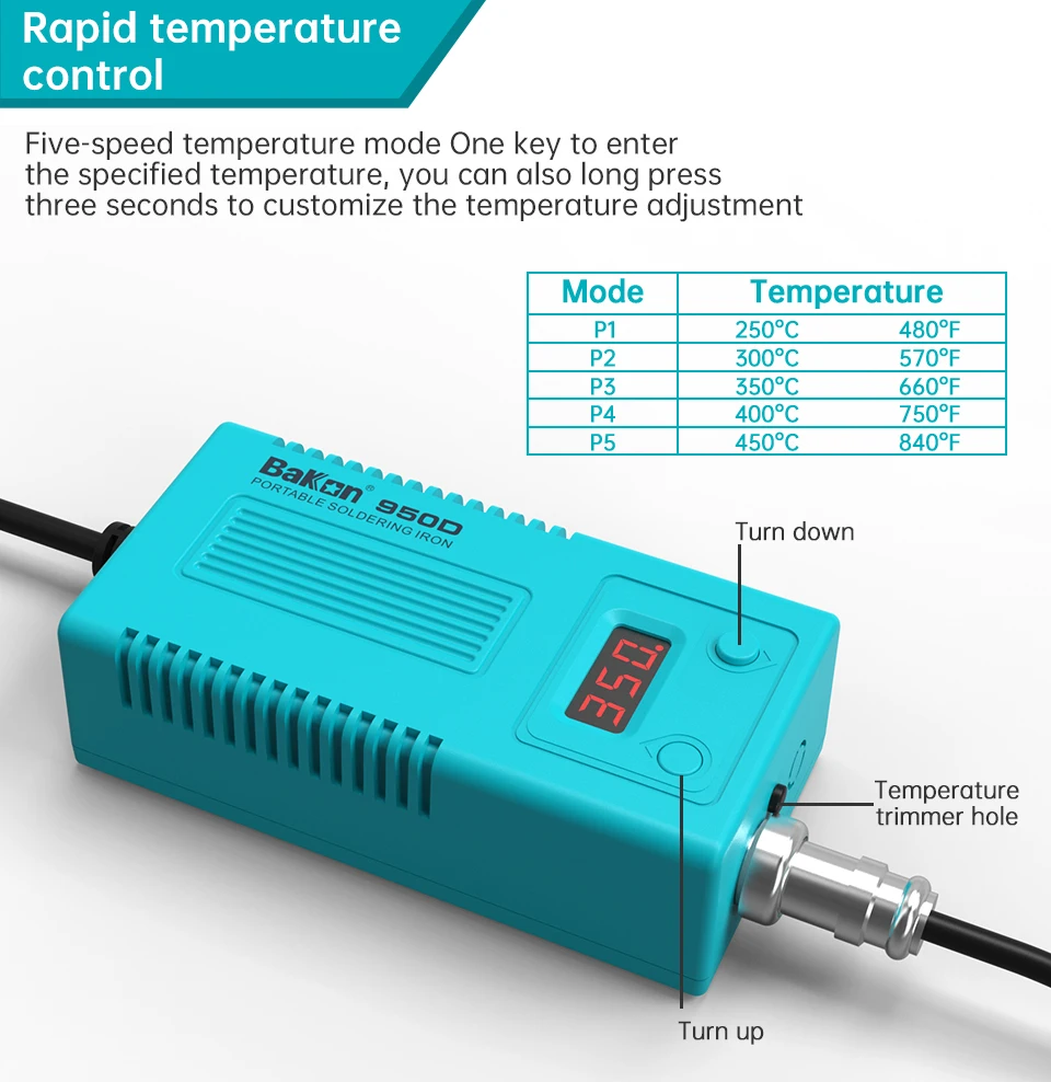 Bakon Portable Soldereing Station T12 C210 Digital Solder Welding Station IDY Mobile Phone Repair Tools Kits BK950C BK950D soldering tool soldering station welding tool