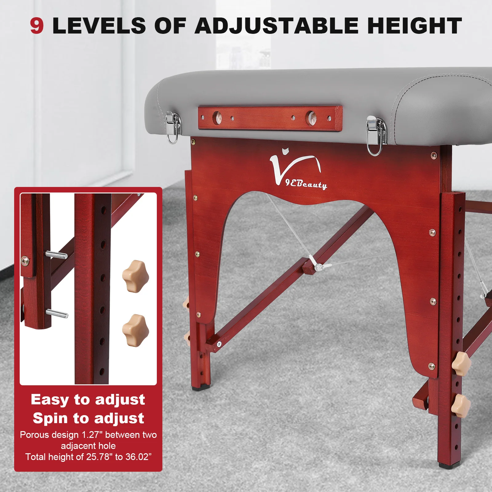 Portable Massage Table Height Adjustable Moxibustion Rehabilitation Bed with Headrest for Beauty Salons Physiotherapy Shops