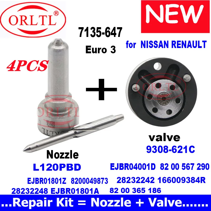 Ugello L120Prd Valve Muslimah Repair Kit 7135-647 Per Nissan Renault Ejbr04001D Ejbr1801A Ejbr01801Z 28232248 Muslim4 Pz