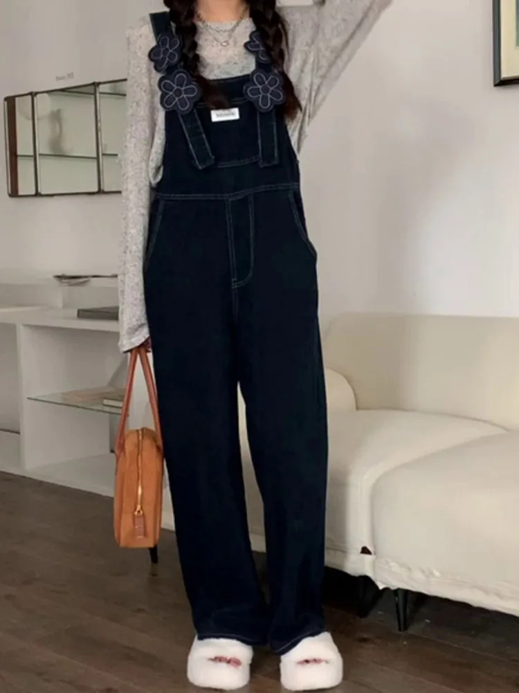 

Комбинезон женский джинсовый с цветочным принтом, шикарный Повседневный Свободный Прямой джинсовый комбинезон на лямках, на весну-осень