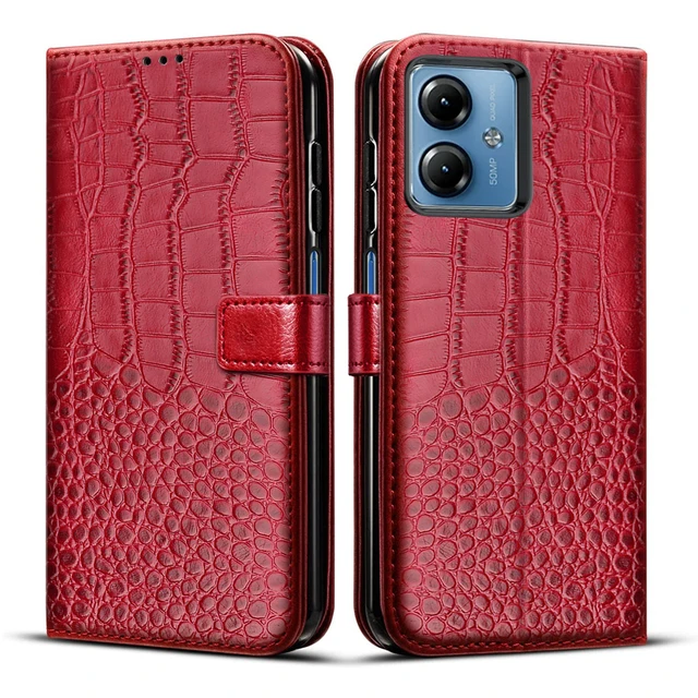 Cadorabo Custodia Flip Con Chiusura Magnetica Per Motorola MOTO E4 - Colore Rosso Mela - Cover Wallet In Similpelle Con Protezione Totale