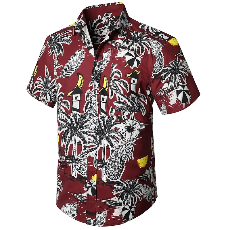 Tropical Floral Shirts for Men Clothing 3D Printing Hawaiian Vacation Shirt Short Sleeve y2k Tops Vintage Clothes Lapel Blouse 3