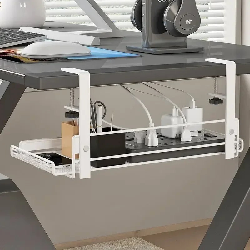 1 Table Bottom, Table Edge Cabinet Hanging, Hole Free Cable Management Computer, Storage Rack, Wire Organizer Under The