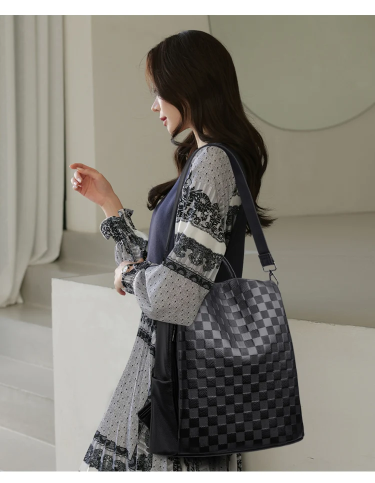 Fashion Trend Women's Backpack High Quality Leather Girls' School Bag Luxury Designer Large Capacity Lady Travel Bag Wallet