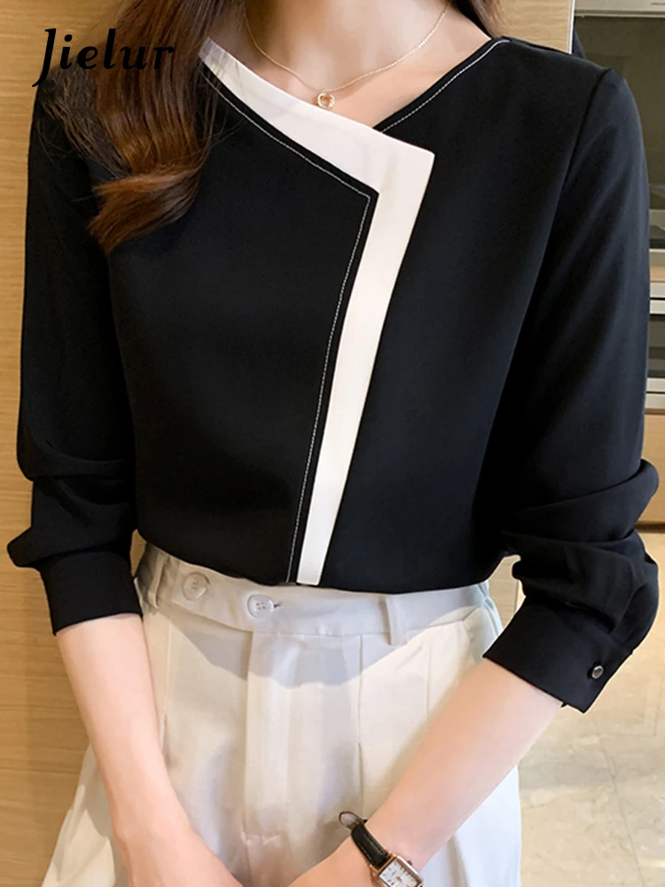 

Блузка женская шифоновая с длинным рукавом, Свободная Повседневная деловая рубашка для работы, в винтажном стиле, весна