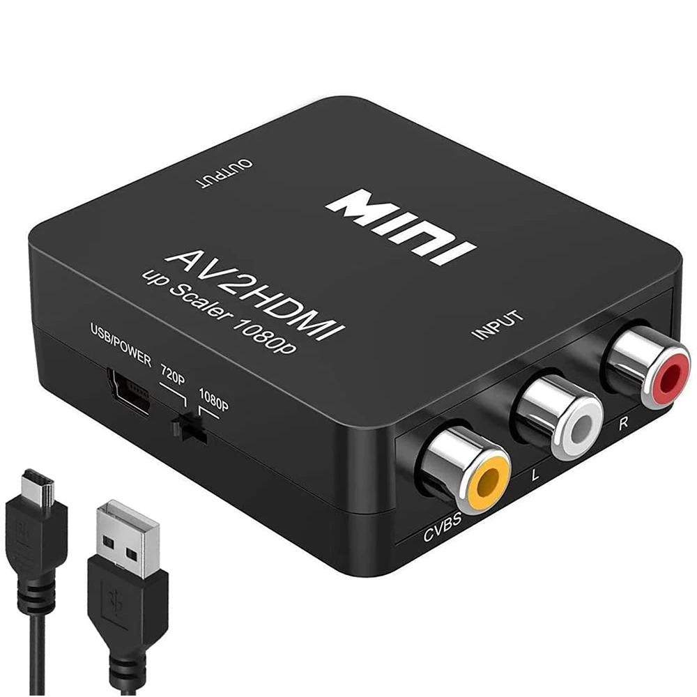 Convertitore RCA AV A HDMI 4 Porte – Upscaling 720P/1080P Con Telecomando, Per Wii, PS2 E VHS