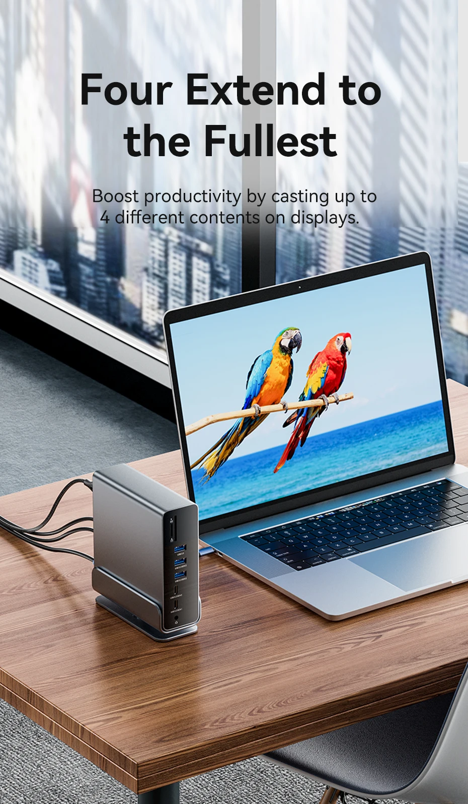 USB C HUB Docking Station to HDMI 4K@60Hz DP Four-Screen MST Display USB 3.2 A R