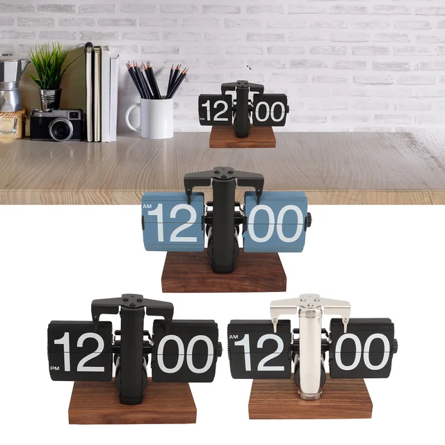 Vintage Automatic Flip Mechanical Clock Battery Powered Flip Desktop Clock Vintage Flip Clock for Home Office Room Decoration 1