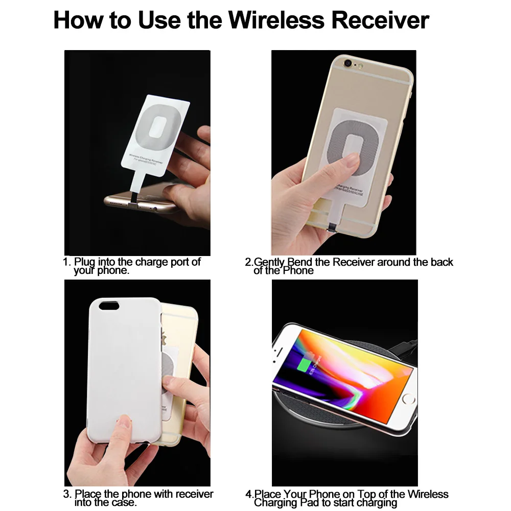 Universal Micro USB Type C Qi Fast Wireless Charging Receiver for