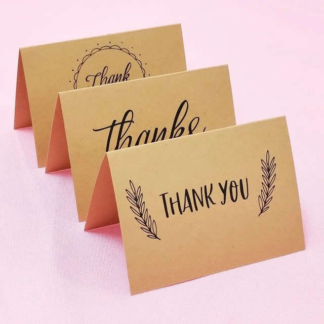 10Pcs pack Kraft Paper Thank You Card Large 4x6'' Business Note