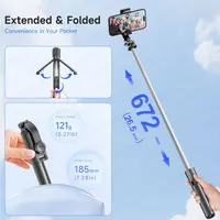 Bluetooth Selfie Stick Tripod Desktop Stand, Phone Holder, Wireless Remote Shutter, for iPhone Android, Option with Fill Light - Image 3