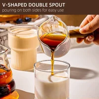 1pc Glass Measuring Cup Wood Handle Glass Espresso Measuring Cup Double Single Mouth Milk Coffee Clear Mug Coffee Supplies 2