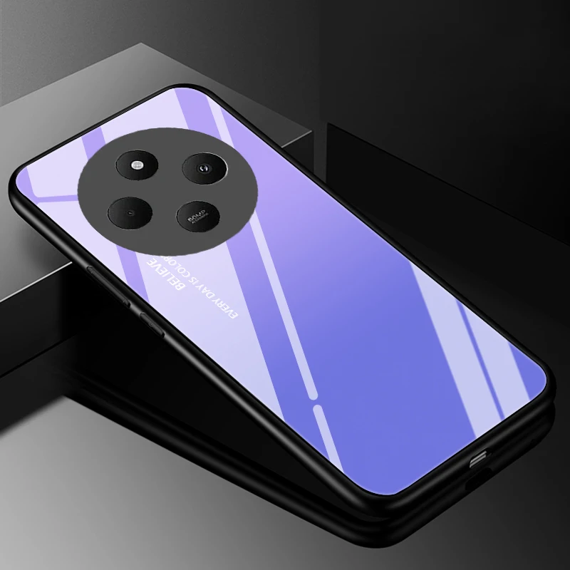 Durable Tempered Glass Phone Case with Hard Back Bumper