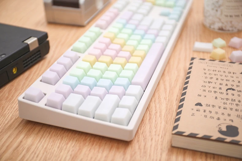Pom Jelly Keycap para Teclado Mecânico Conjunto de 104 Chaves Suporte Retroiluminado Arco-íris do Perfil do Oem - Imagem 4