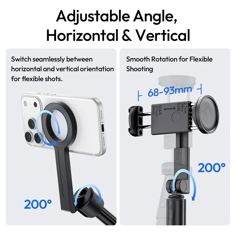 Ulanzi SK26 Portable Selfie Stick Tripod 8-Section Telescope Pole with Cold Shoe for Group Capture Desktop Stream Dynamic Vlog