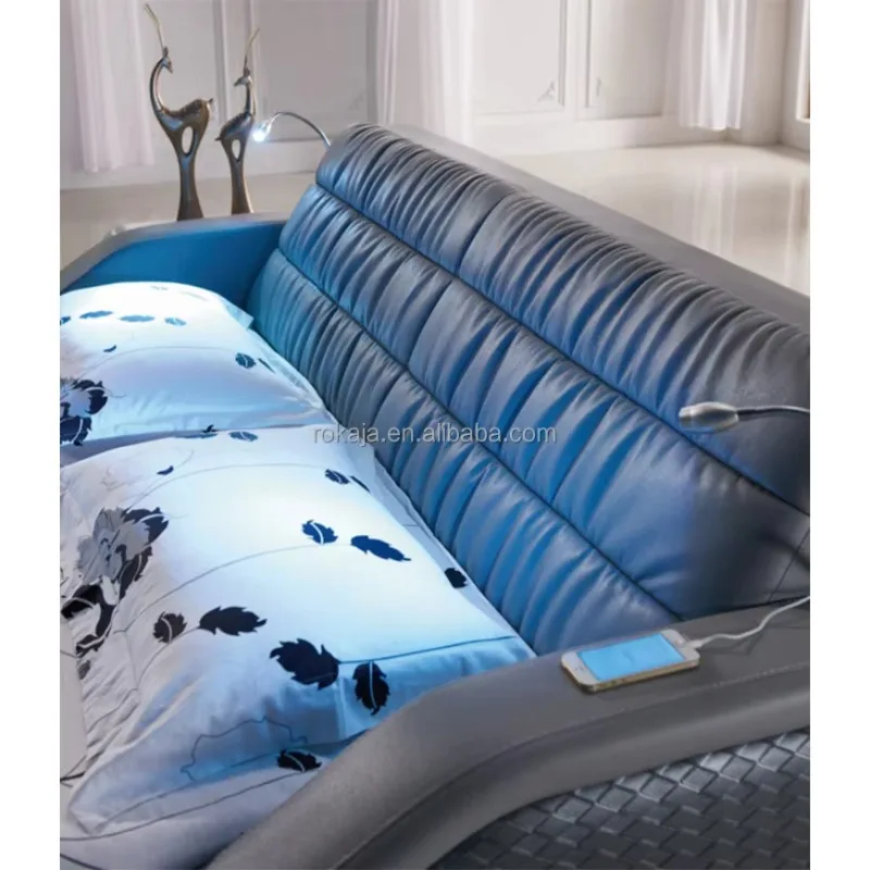 Minimalist Bedroom Set With LED Light Cheap Modern Luxury Bed Hotel Soft Beds