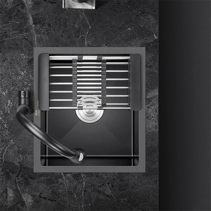 304 Stainless Steel Kitchen Sinks Handmade Small Single-slot Kitchen Bar Built-in Wash Basin Under Counter Basin