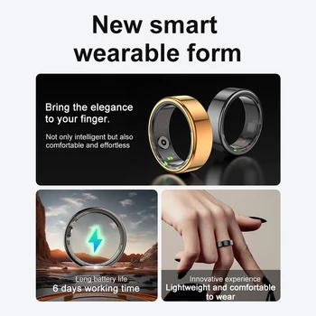 R02 Smart Ring Sleep Monitor 5.0 Bluetooth Fitness Tracker Sports Ring Heart Rate Tracker IP68 & 5ATM Waterproof for Android/IOS 3