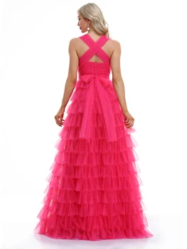 فساتين سهرة رسمية فاخرة بدون أكمام على شكل حرف v من التل 2025 أنيقة لحفلات الزفاف من التل للنساء فساتين كوكتيل لوصيفة العروس للحفلات الراقصة 6