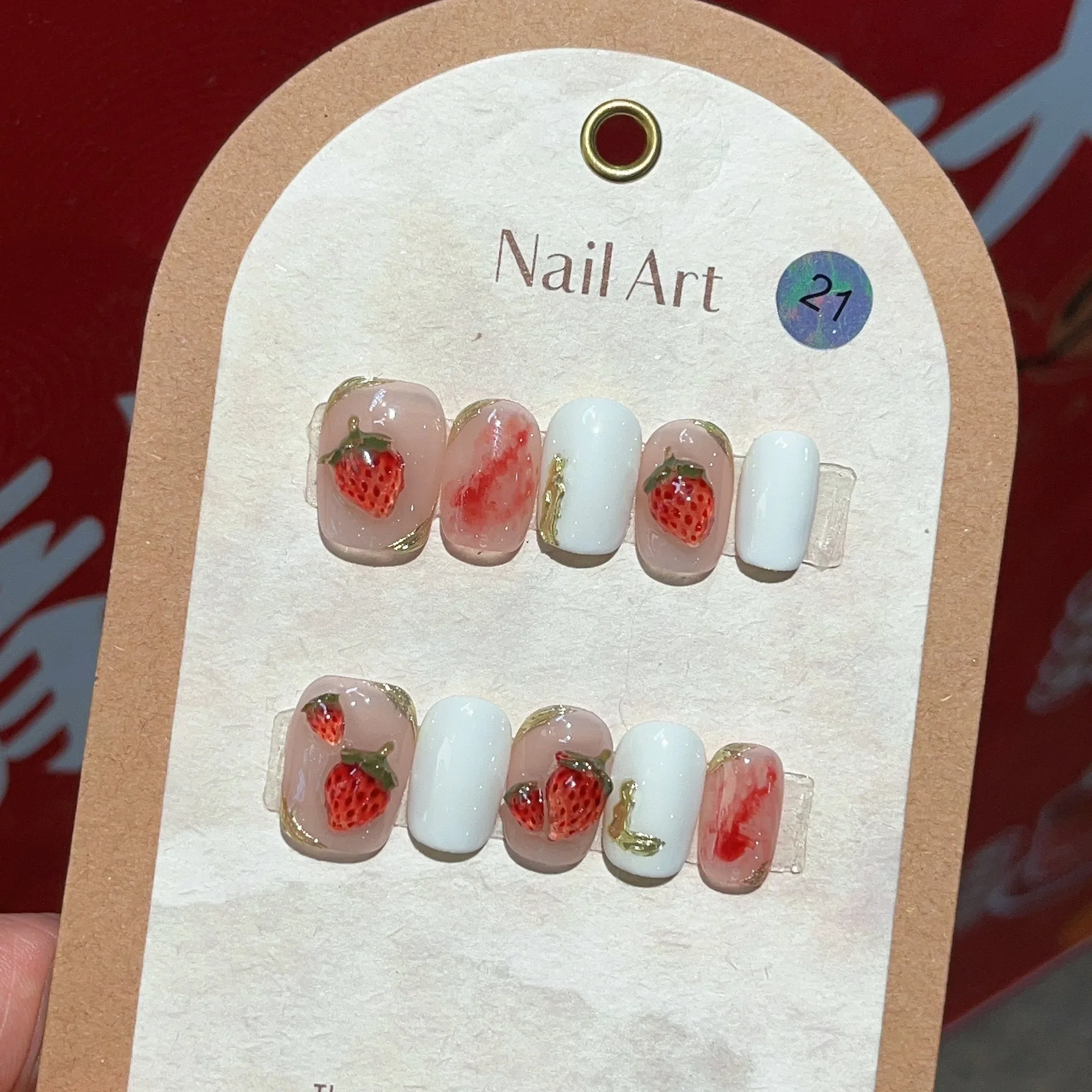 10Pcs Glitter Pink Handmade Press On Nails Short Cute Flower French Ballet Full Cover Fake Nails Manicure Wearable Nail Tips Art