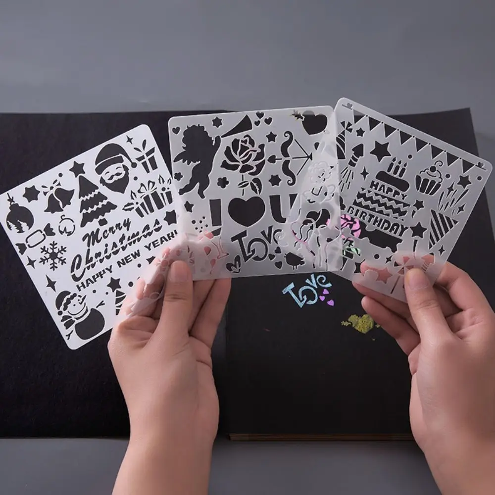 5개/세트 DIY 공예 도구 속이 빈 스텐실 키트 장 PET DIY 레이어링 스텐실 DIY 수공예 그라피티 템플릿 색칠용