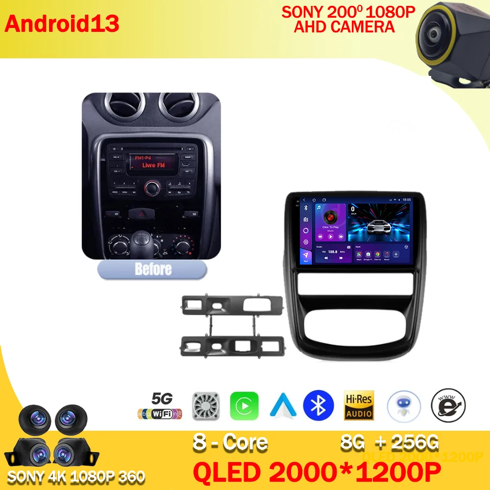 

Автомагнитола на Android 13, мультимедийный видеоплеер с GPS-навигацией для Renault Duster 1 2010 - 2015 для Nissan terrano lll 3 2014-2022