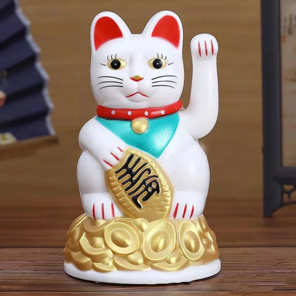 Chinese Lucky Waving Cat Beckoning Maneki Neko Gold Fortune Feng Shui 6.5  Inch Easter Decoration 2023 Home Ornament