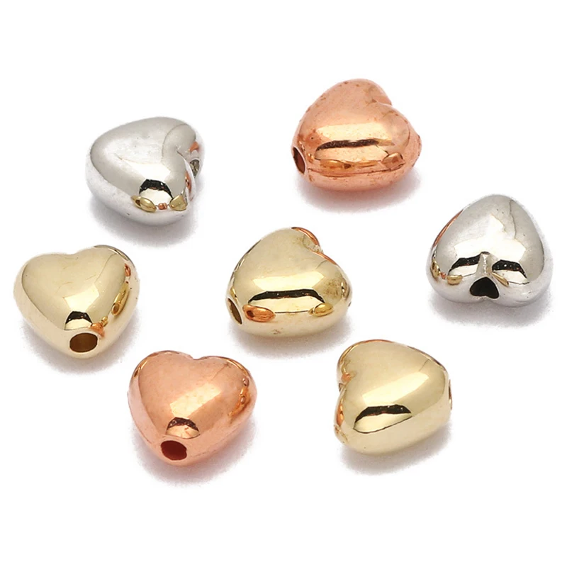 

100Pcs/lot 6mm 8mm Love Heart Beads for DIY Necklace Bracelet CCB Gold Loose Spacer Beads Jewelry Making Accessories Supplies