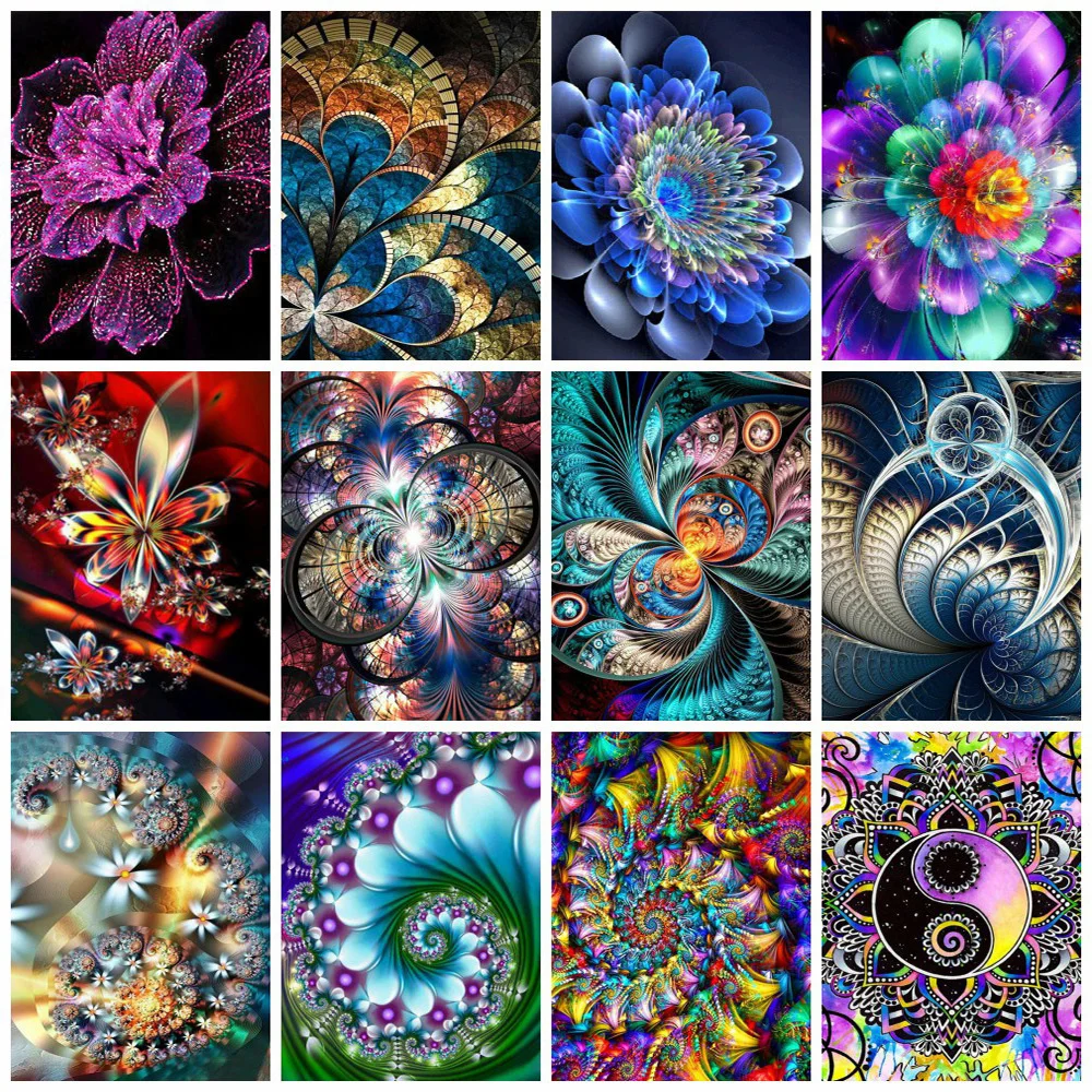 Huacan Diamond Embroidery Mandala Flower Full Square/round Diamond Painting Mosaic Fantasy Floral Home Decor Wall Stickers