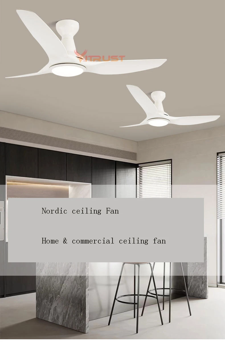 Tuya Smart Ceiling Fan LED Light DC Motor Strong Wind Mute Ceiling Fan Lamp Black White 52Inch 60in 110V 220V Remote Control