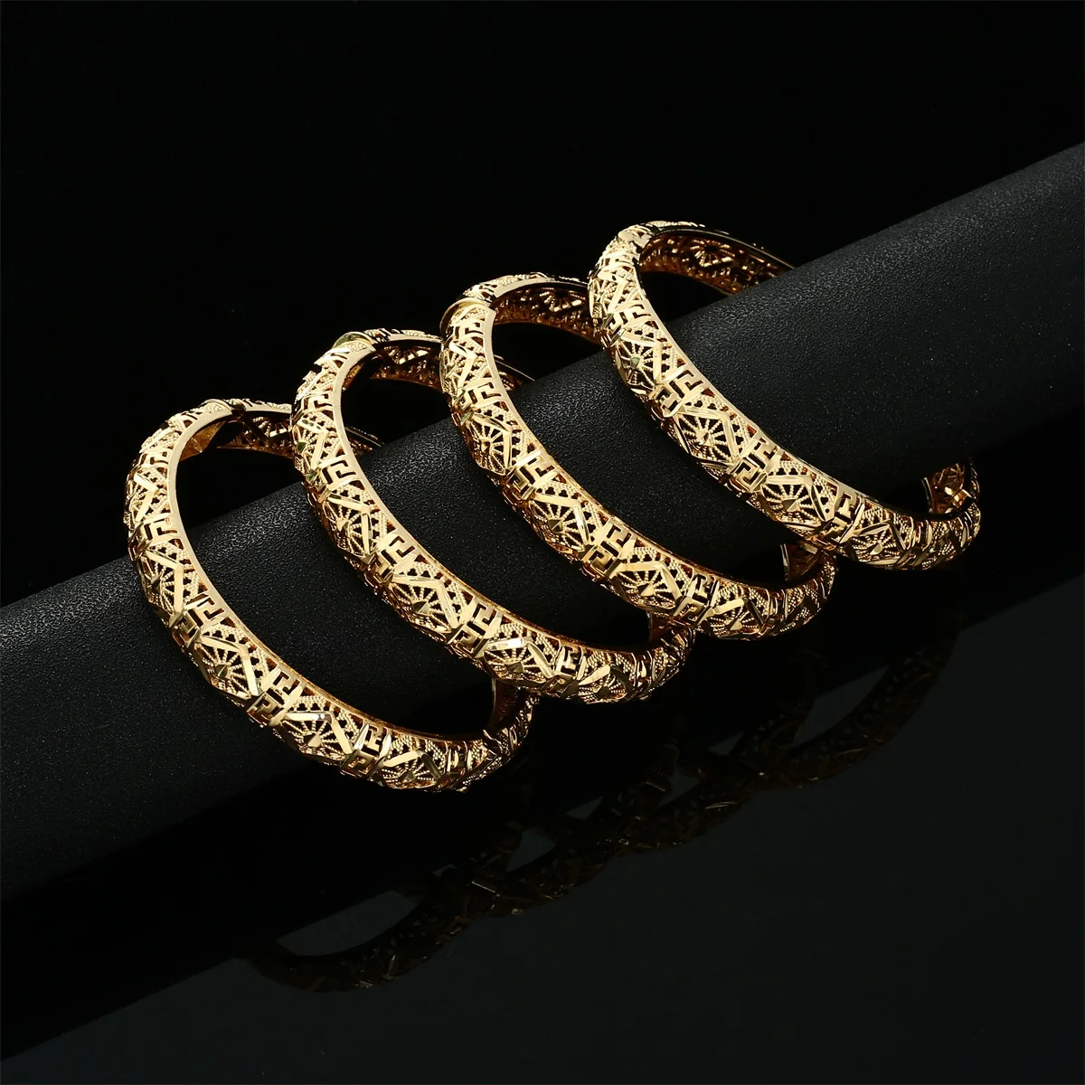 4pcs/Lot Bracelets For Women Girls Dubai Circle Jewelry Arab Middle Eastern African Fashion Bangles 5