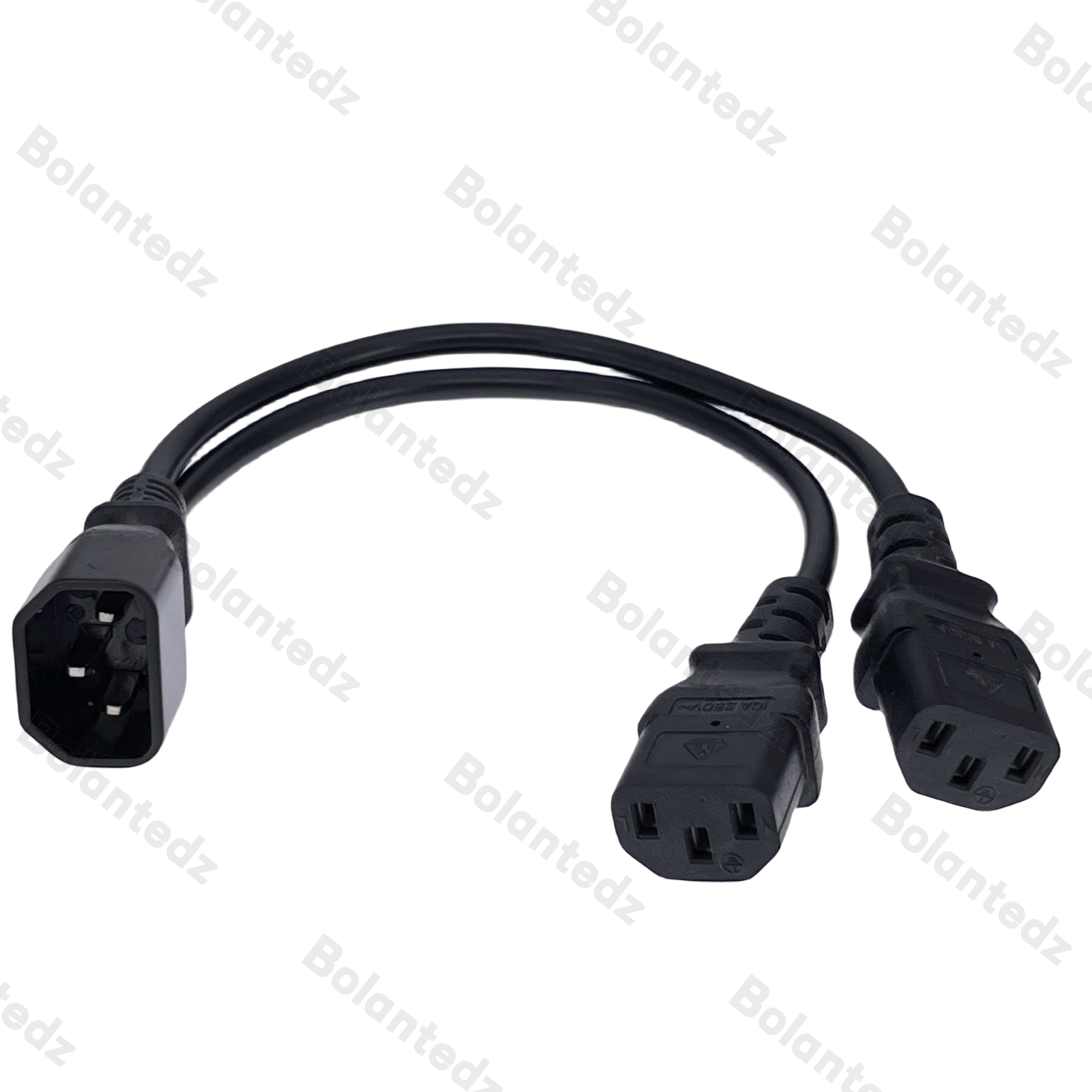  30CM Power Y Type Splitter Adapter Cable Single IEC 320 C14 Male to Dual C13 Female Short Cord for Computer host display 