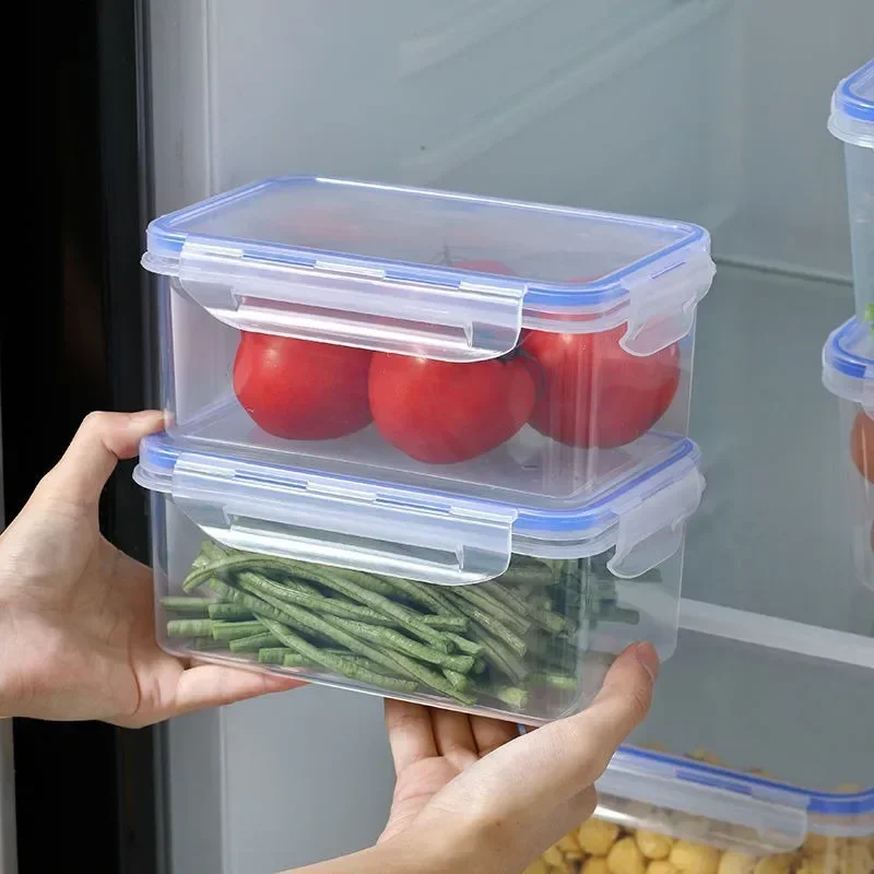 Kitchen Refrigerator Sealed Rectangular Refrigerator Storage Box with Lid Plastic Crisper Microwave-heated Lunch Box Storage Box 3