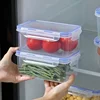 Kitchen Refrigerator Sealed Rectangular Refrigerator Storage Box with Lid Plastic Crisper Microwave-heated Lunch Box Storage Box 3