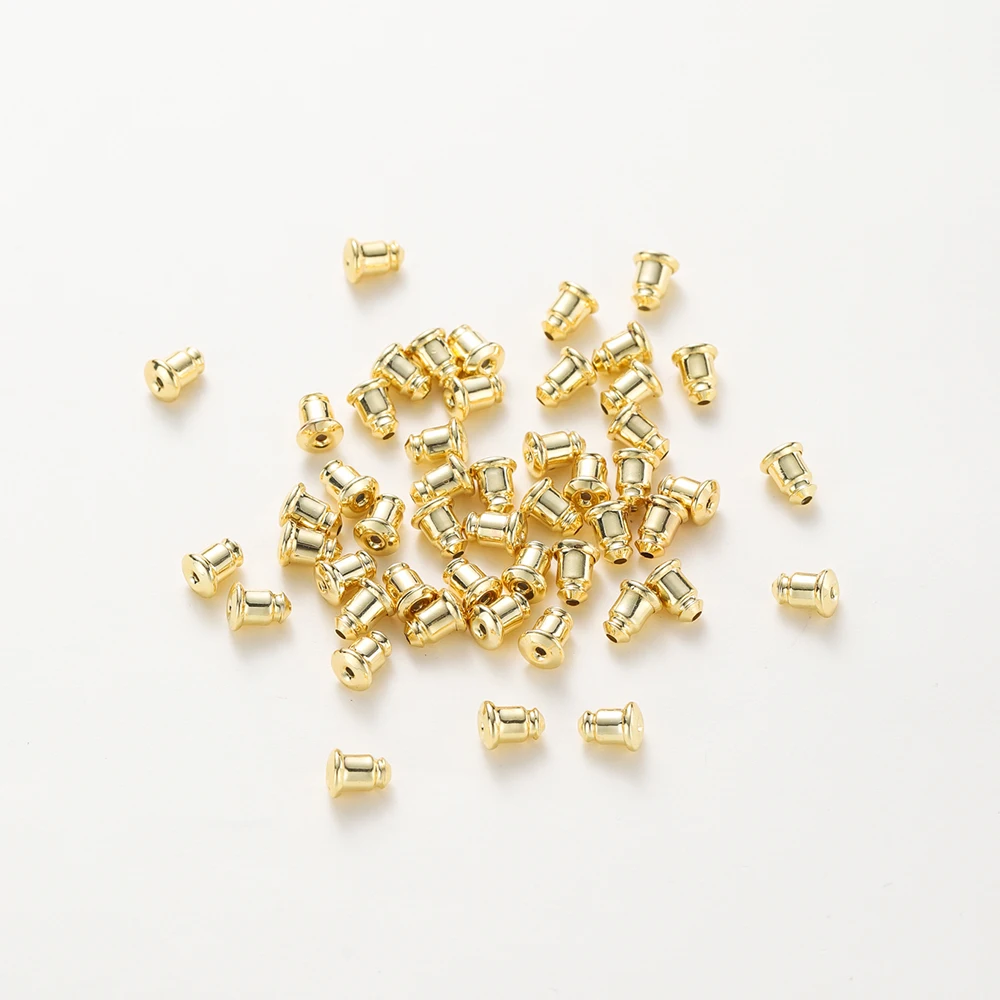 

50Pcs 14K/18K Gold Color Plated Brass Earring Studs Backs Stopper Scrolls Ear Findings for DIY Earrings Jewelry Making Supplies