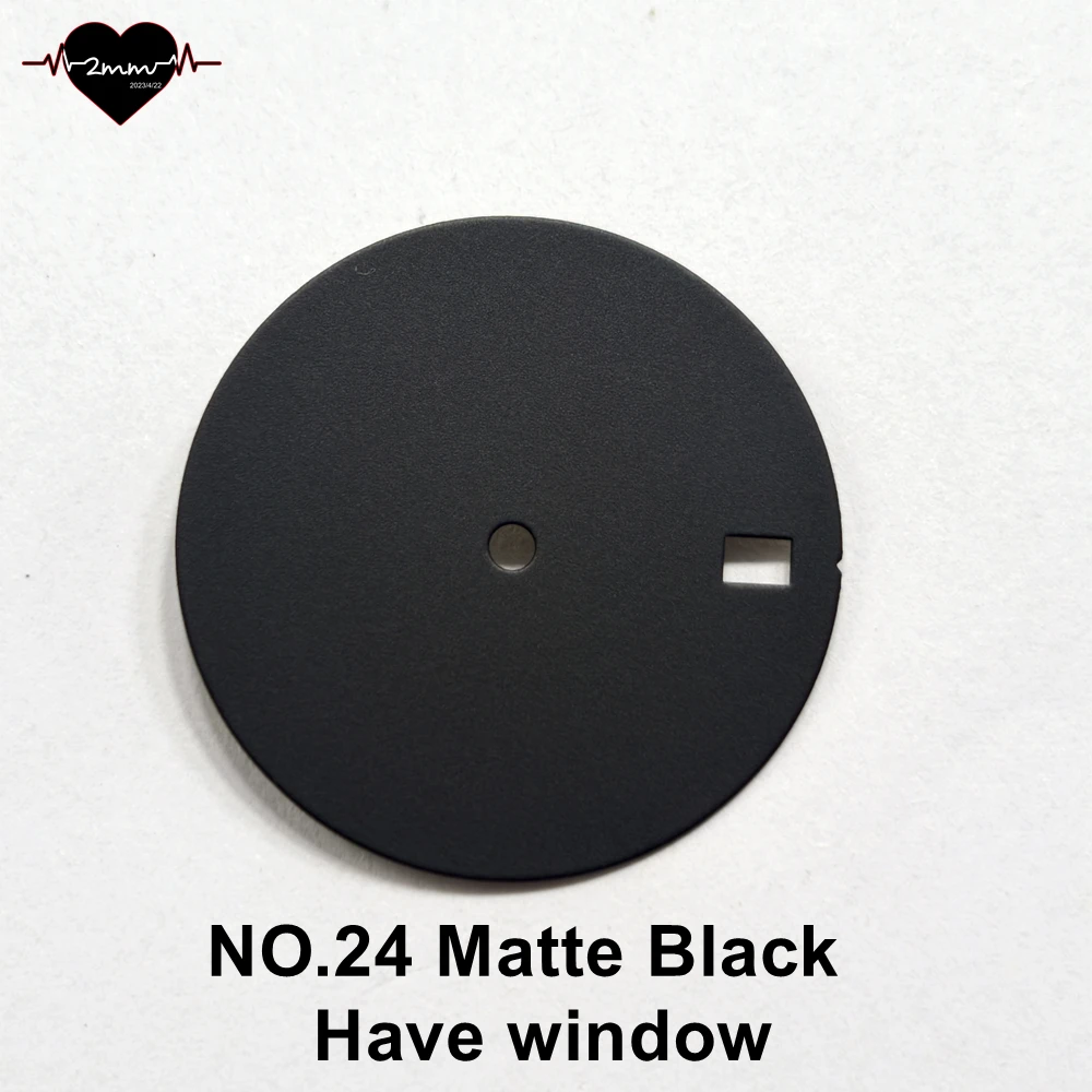 Matte Black Watch Face with White Accents for NH35 Movement (28.5mm)