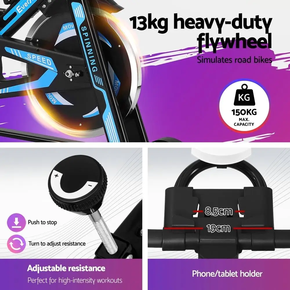 13KG Flywheel Fitness Spin Bike Exercise Bike 150kg Capacity Smooth Operation Quiet Performance Home Gym Equipment