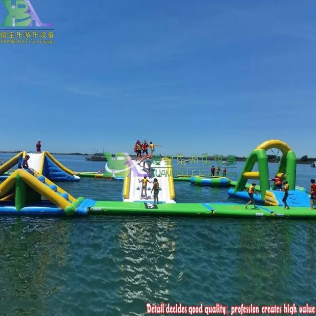 Fun For Wake Island Inflatable Water Park Inflatable Floating Adventure Water Obstacle 3