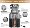 Garbage Disposals with Power Cord, Coutinuous Feed Food Waste Disposal with Sound Reduction (EM 200) 4