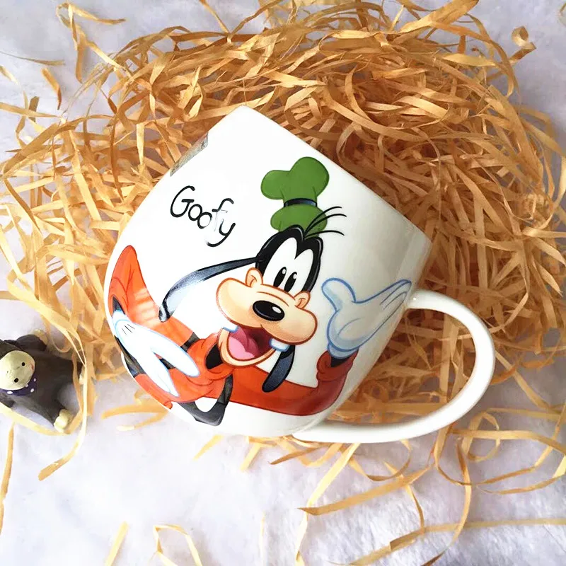 350ML Disney Mickey Mouse Coffee Mugs with Spoon Cartoon Daisy Milk Cups  Creative Fashion Handle Kids Minnie Water Cup Tumbler