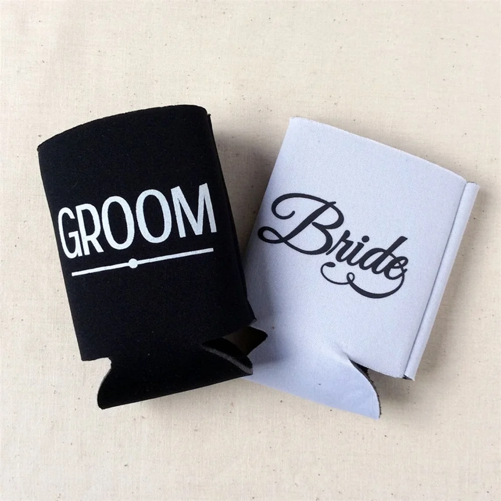Slim 12oz Wedding Can Cooler #190S-Monogram-Pet Illustration Wedding Favors, Beverage Insulators, Beer Huggers, Wed