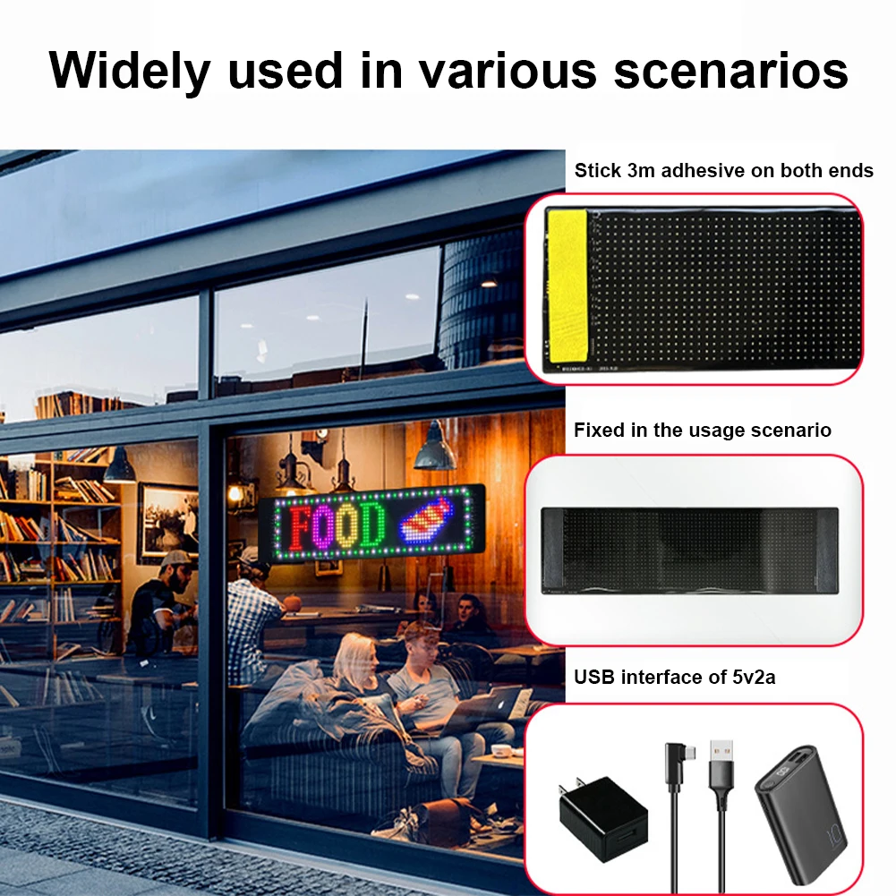 LED Matrix Pixel Panel Scrolling Sign RGB Light Advertising Car Sign Lamp App Control Flexible DIY Animation Display Screen Lamp 2