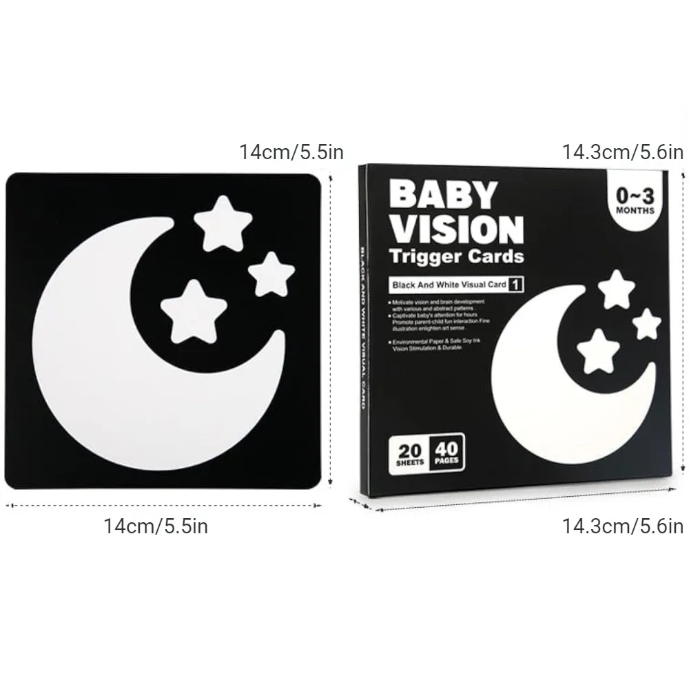 Montessori 0-12M Baby Visual Stimulation Cards Black and White Contrast Cards Stimulate Newborn Visual Early Learning Toys 4